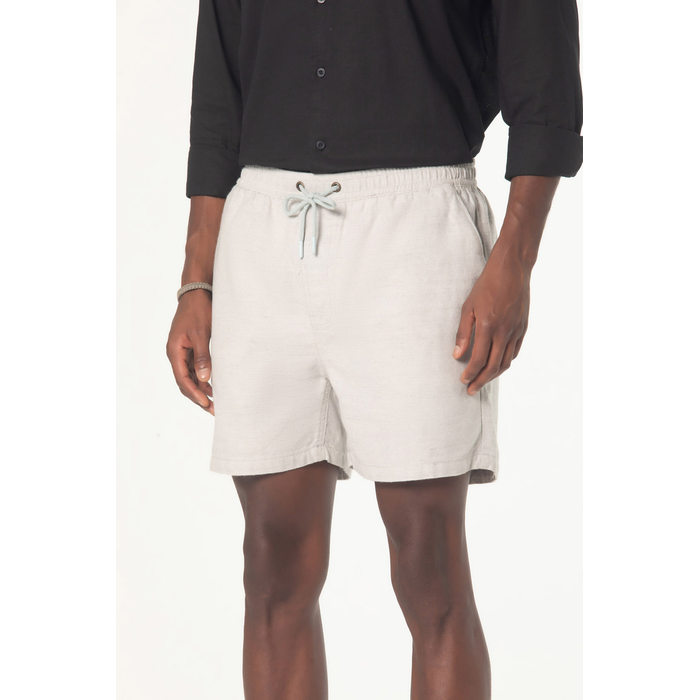 Short Dlz Algodão Cós Elástico com Amarração Bolso Faca Cinza