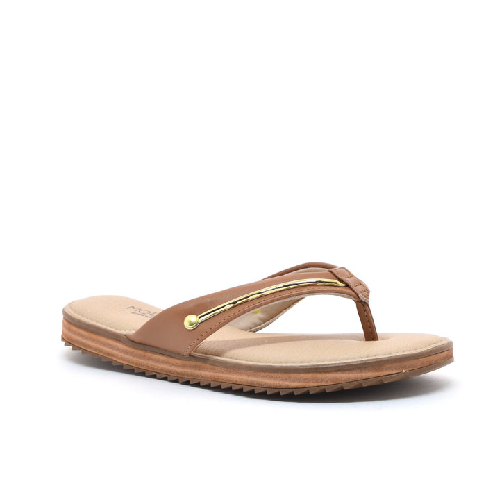 SANDÁLIA RASTEIRA MODARE ABERTA ULTRA CONFORTO DETALHE METAL CARAMELO