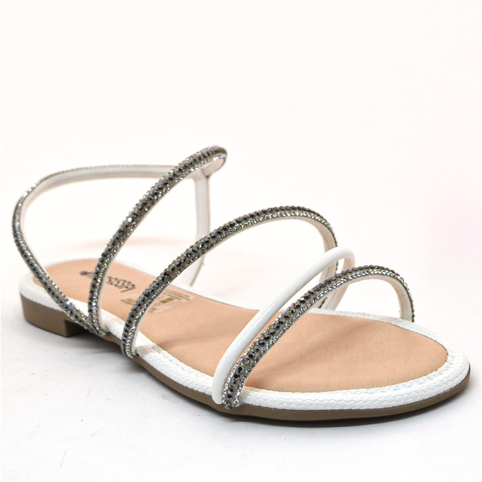 Sandália Mississipi Tiras com Pedras Branca