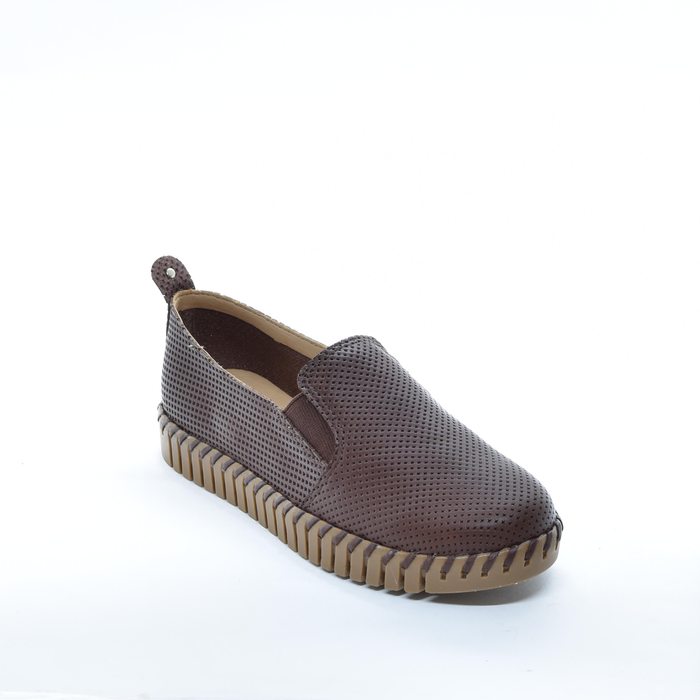 Tênis Slip-On Bottero Comfort Couro Cabedal Microperfuros Lateral com Elástico Solado Trabalhado Mar