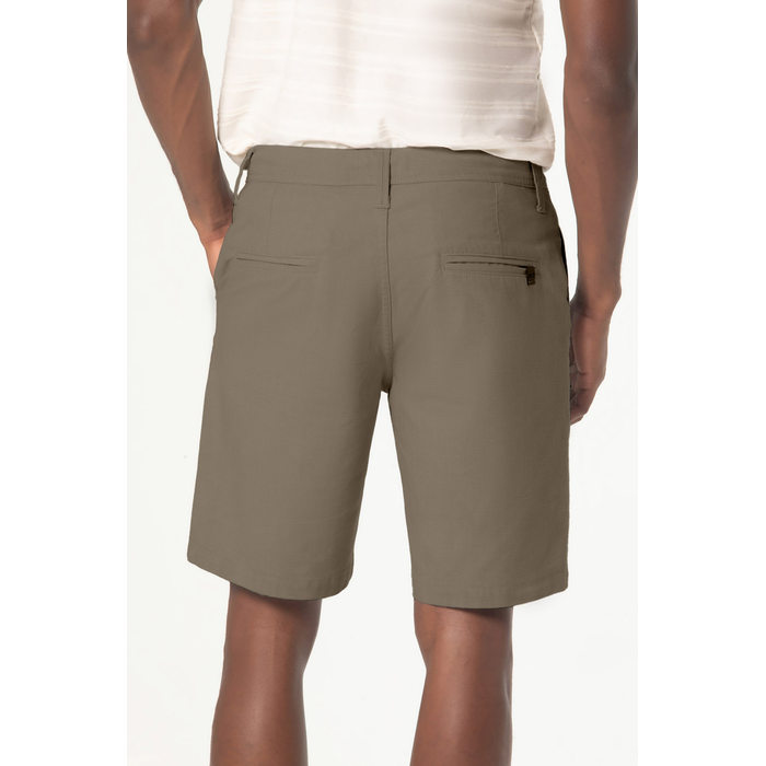 Bermuda Dlz Chino Algodão Lisa Aplicação Bordado Logo Bolso Faca Marrom Taupe