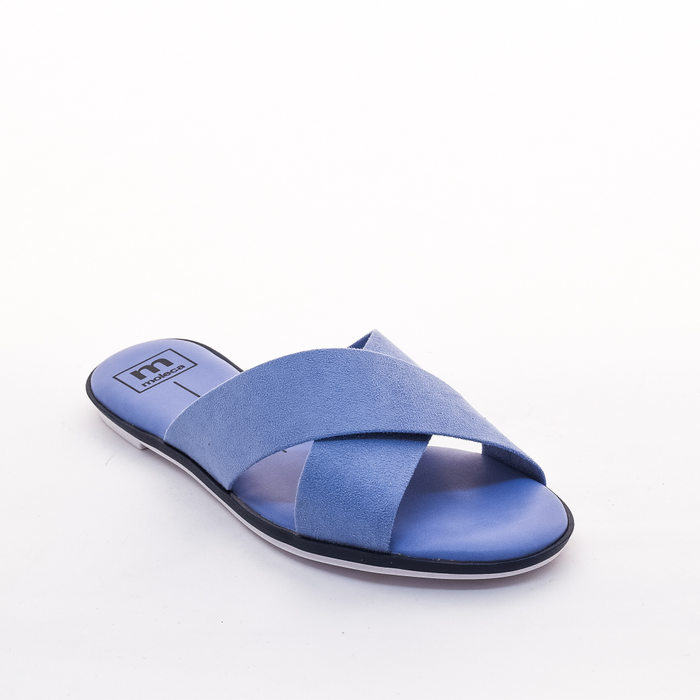 Rasteira Moleca Cabedal X Camurça Azul