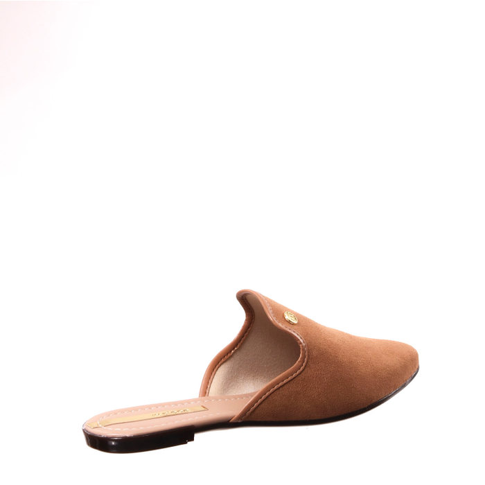 Sapato Mule Moleca Camurça Bico Fino Caramelo