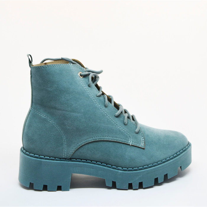 Bota Coturno Moleca Camurça Solado Tratorado Colorida Verde