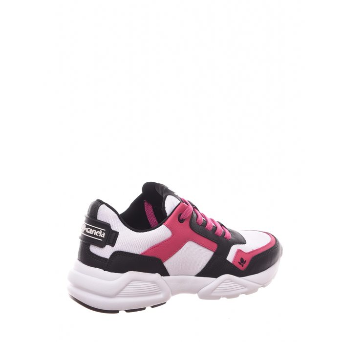 TÊNIS CHUNKY CRAVO & CANELA DETALHE EM COURO BRANCO PRETO E ROSA