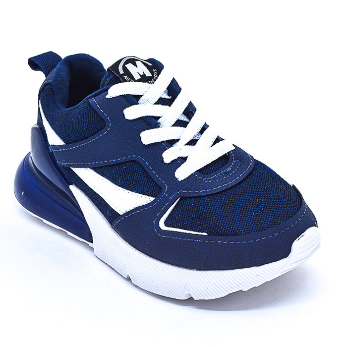 Tênis Molekinho Recortes Solado com Gel Azul Marinho e Branco