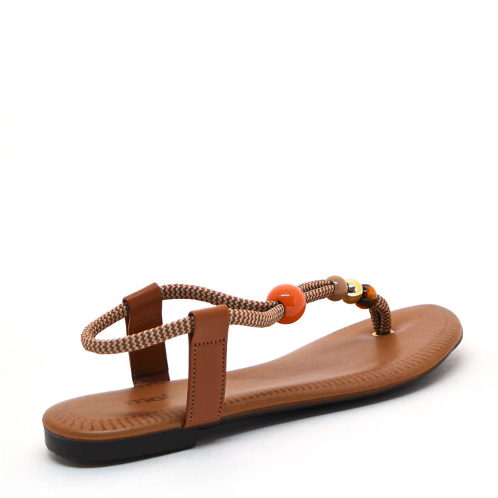 SANDÁLIA MOLECA CORDÃO COM BOLAS CARAMELO