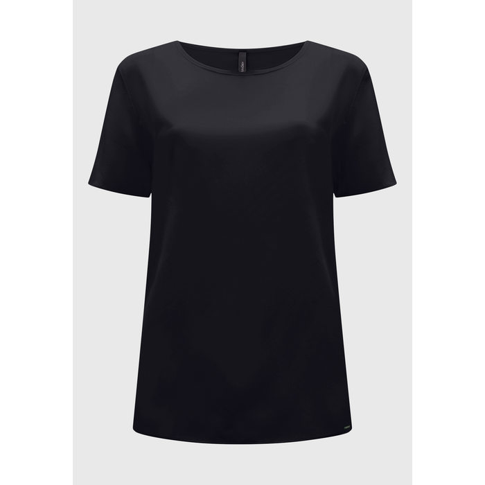 Blusa Lunender Viscose Decote Redondo Manga Curta Básica Preto