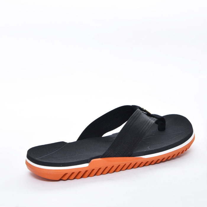 Chinelo Kenner Nk6 Tira Aplicação Metal Logo Solado Tratorado Preto e Laranja