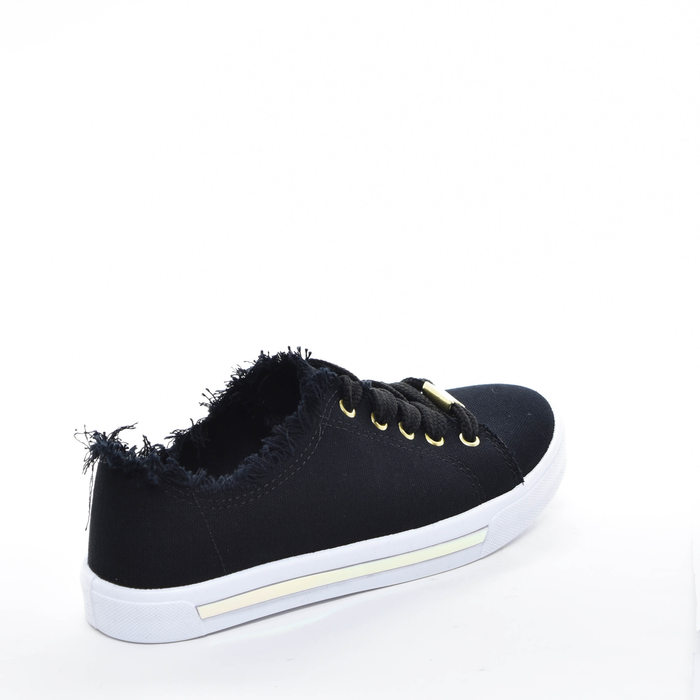 Tênis Molekinha Palmilha Lona Soft Pop Barra Desfiada Solado Listra Holográfica Preto