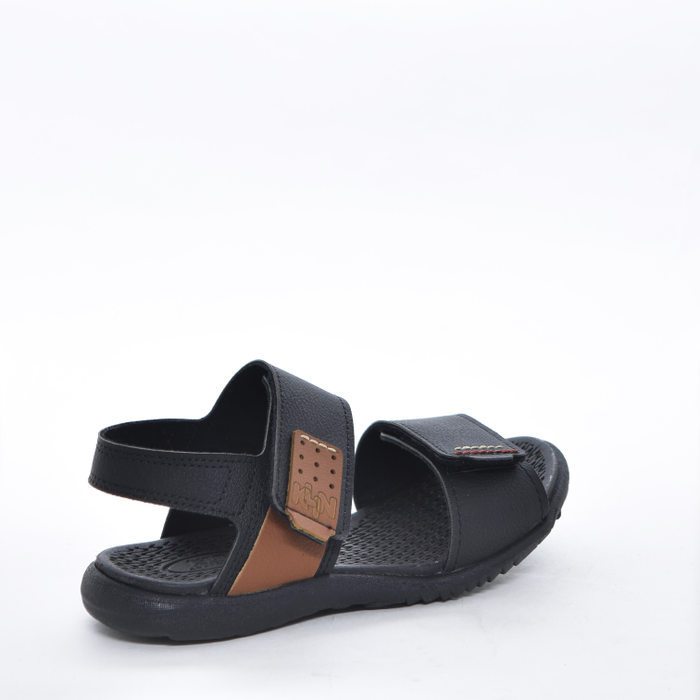Sandália Papete Klin Anatômico Fechamento Dois Velcros Detalhe Costura Preto