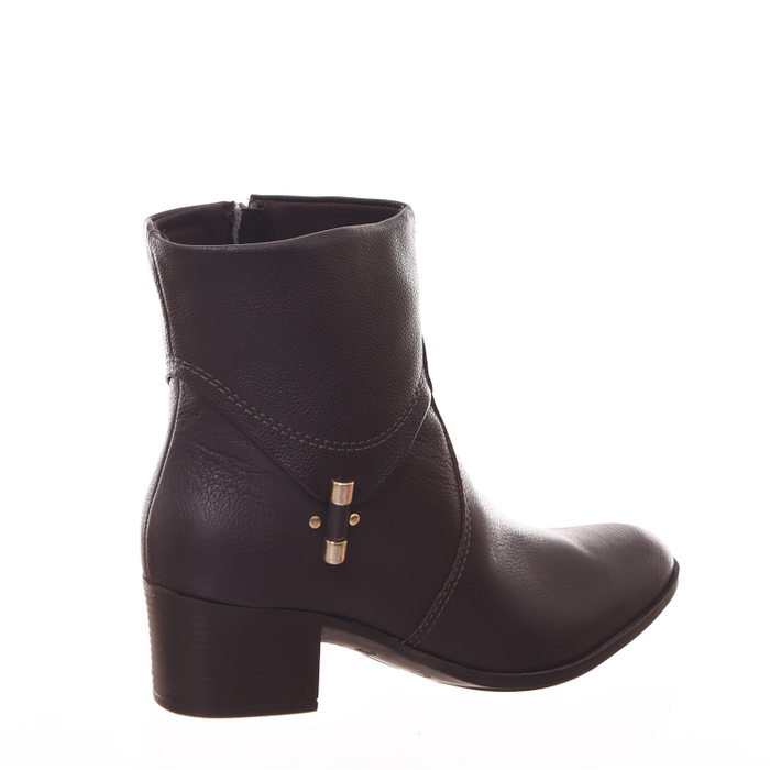 Bota Ankle Boot Bottero Detalhe Metal Couro Marrom