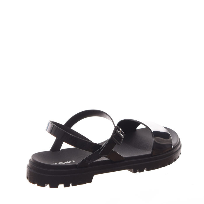 Sandália Rasteira Grendene Zaxy Zoom Plat AD Preta