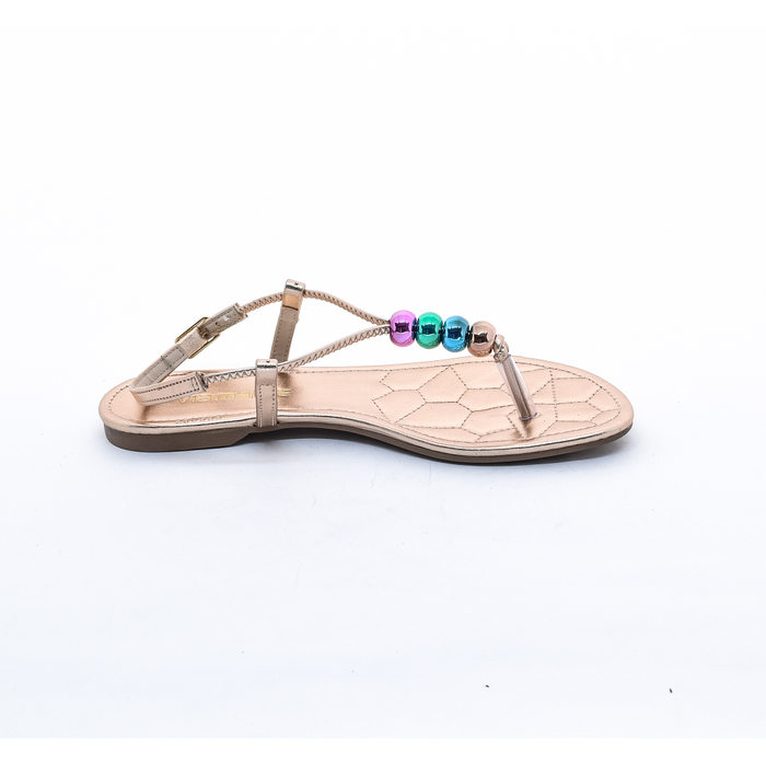 Sandália Via Marte com Bolas Coloridas Metalizado Rosê