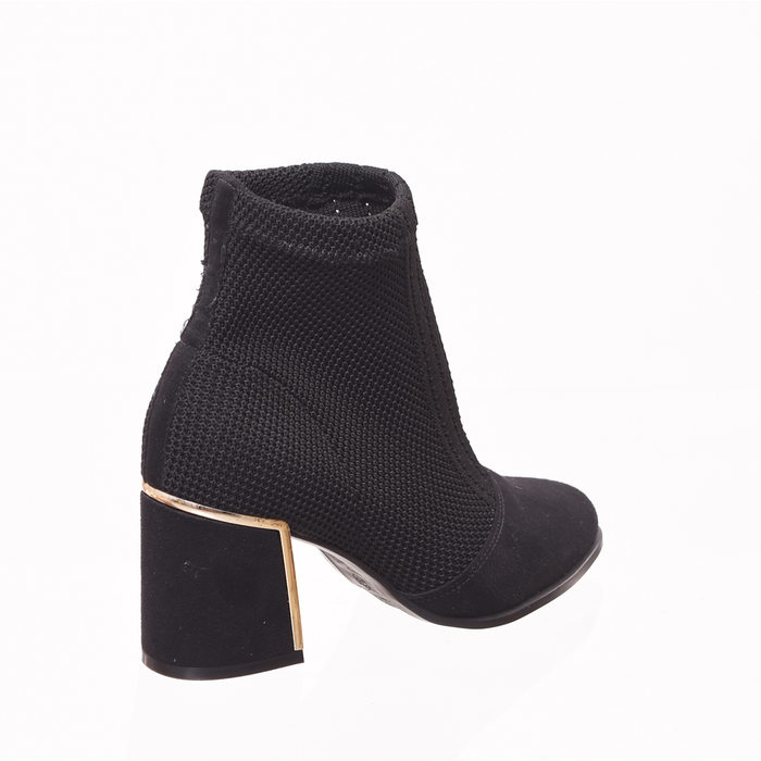 Bota Bebecê Suede Tricô Elastano Cano Curto Salto Médio Preta