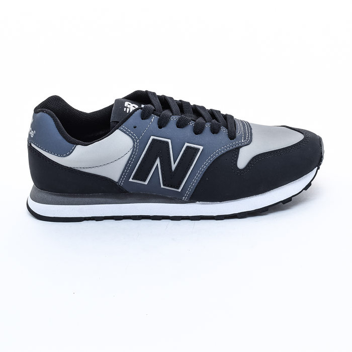 Tênis New Balance 500 com Recortes Preto e Cinza