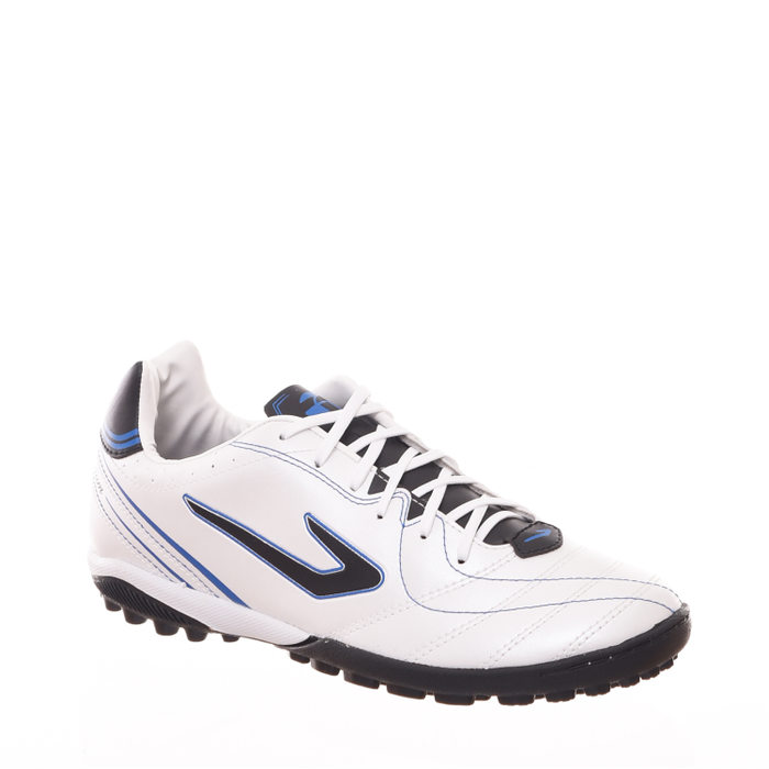 Chuteira Society Topper Titanium 6 Detalhe Costura Branco e Azul