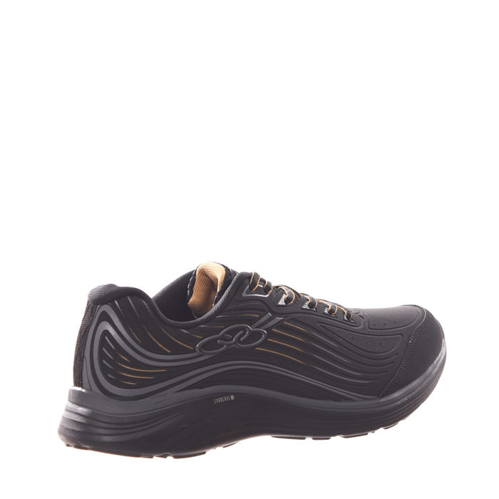 TÊNIS OLYMPIKUS DASH TECNOLOGIA EVASENSE DETALHE LISTRAS PRETO E DOURADO