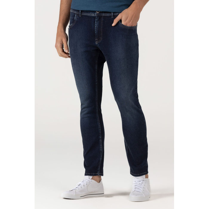 Calça Jeans Dlz Algodão Elastano Skinny Cropped com Bolso Azul Escuro