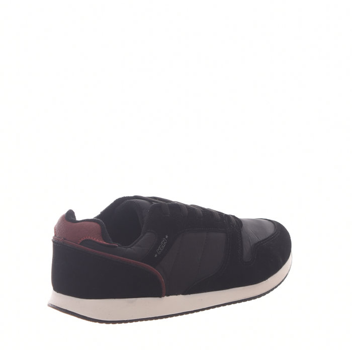 Tênis Klin Anatômico Jogger Cadarço Elástico Detalhe Camurça e Tecido Preto