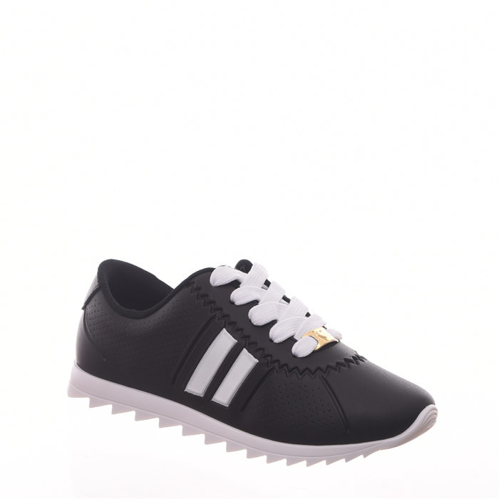 Tênis Molekinha Jogger com Listra Branca Tratorado Preto