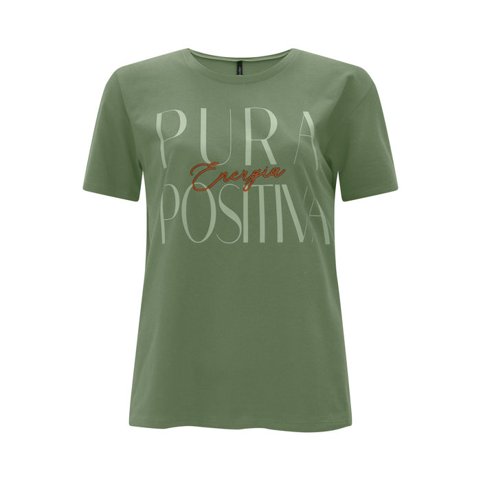 Blusa T-Shirt Lunender Algodão Manga Curta Estampa Escrita Verde