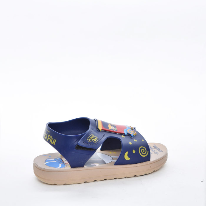 Sandália Grendene Mundo Bita Trenzinho Acompanha Brinde Bege e Azul Marinho