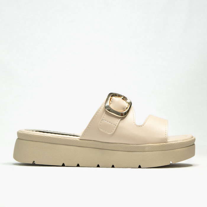 Rasteira Flatform Mississipi Tira Detalhe Fivela Solado Tratorado Nude