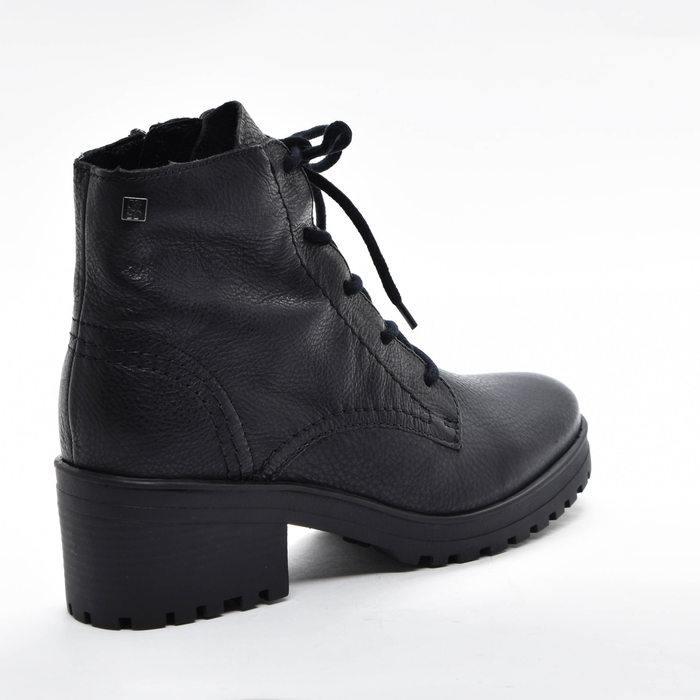 Bota Coturno Bottero Couro Salto Baixo Grosso Solado Tratorado Lateral Zíper Preto