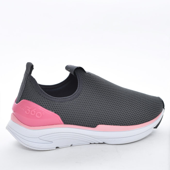 Tênis Slip-On Kidy Tela Palmilha Respi Tec 360 Solado Trabalhado Grafite e Rosa