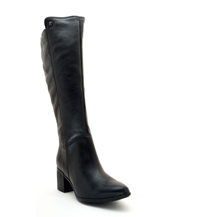 Bota Bottero Couro Cano Longo Salto Grosso Detalhe Costura Preto