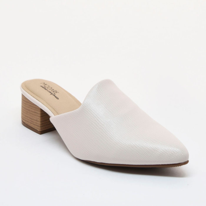 TAMANCO MODARE BICO FINO DETALHE MINI CROCO SALTO GROSSO BEGE