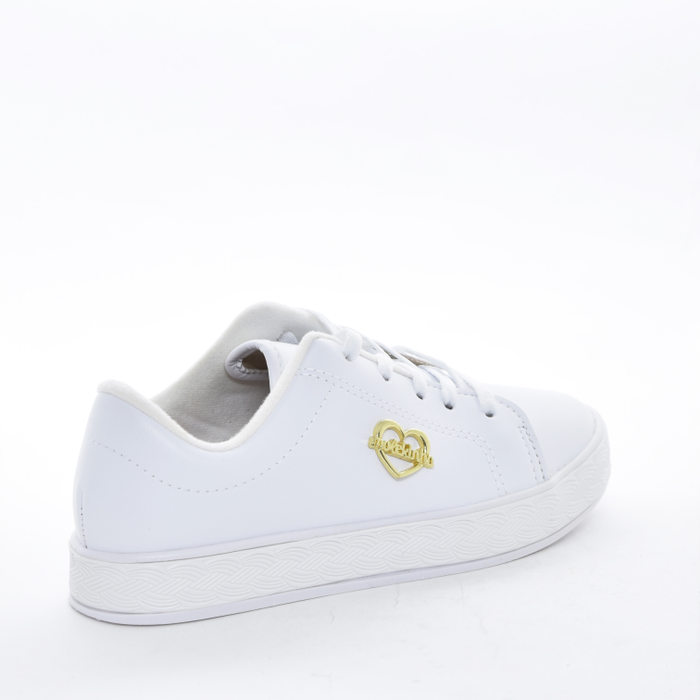 Tênis Molekinha Liso Aplicação Metal Logo Solado Trançado Branco