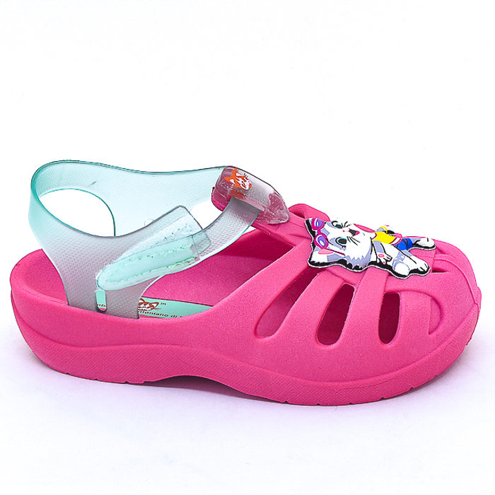 Sandália Crocs Grendene 44 Gatos Fechamento Velcro Rosa