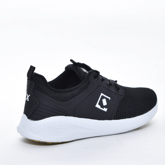 Tênis Qix DB Três Tela Microperfuros Aplicação Logo Solado Trabalhado Preto e Branco