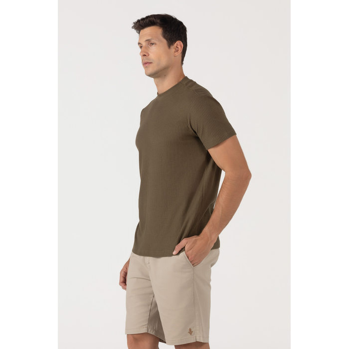 Camiseta Dlz Algodão Malha Gola Alta Manga Curta Lisa Verde