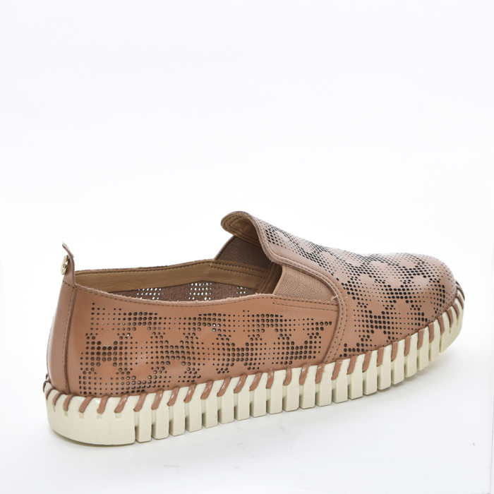 Tênis Slip-On Bottero Couro Microperfuros Trabalhado Solado Tratorado Marrom