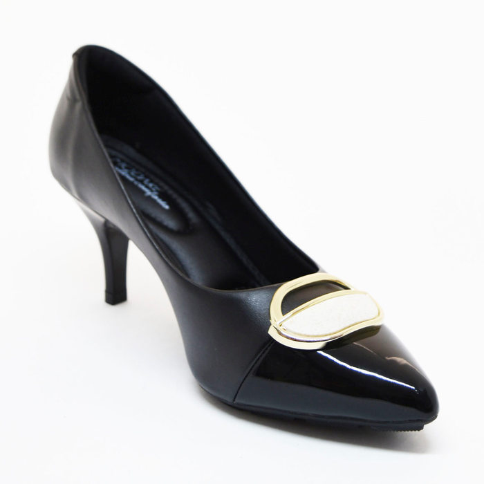 SAPATO SCARPIN MODARE ULTRA CONFORTO DETALHE BICO VERNIZ APLICAÇÃO METAL PRETO