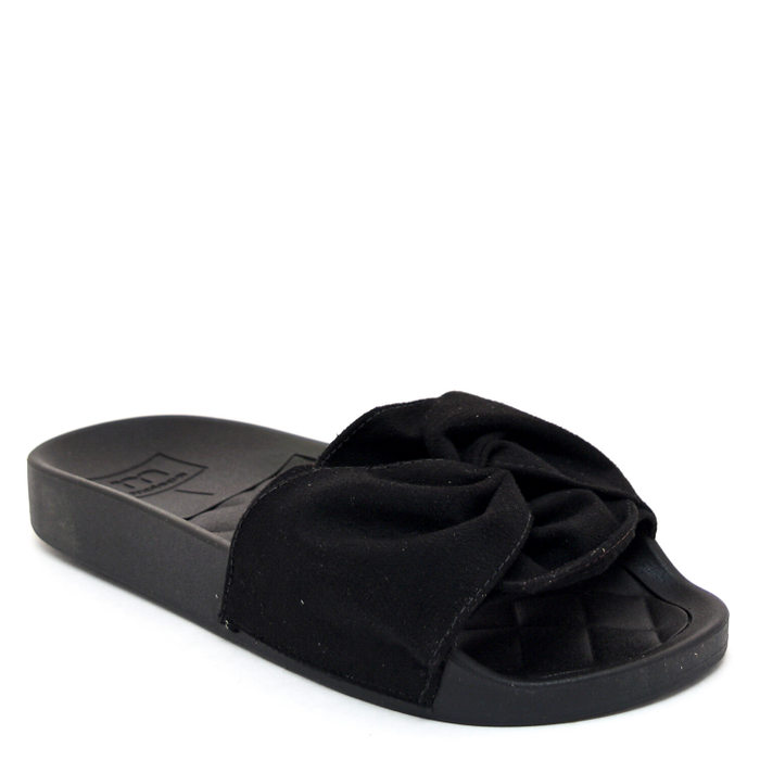 Chinelo Slide Moleca Camurça com Laço Preto