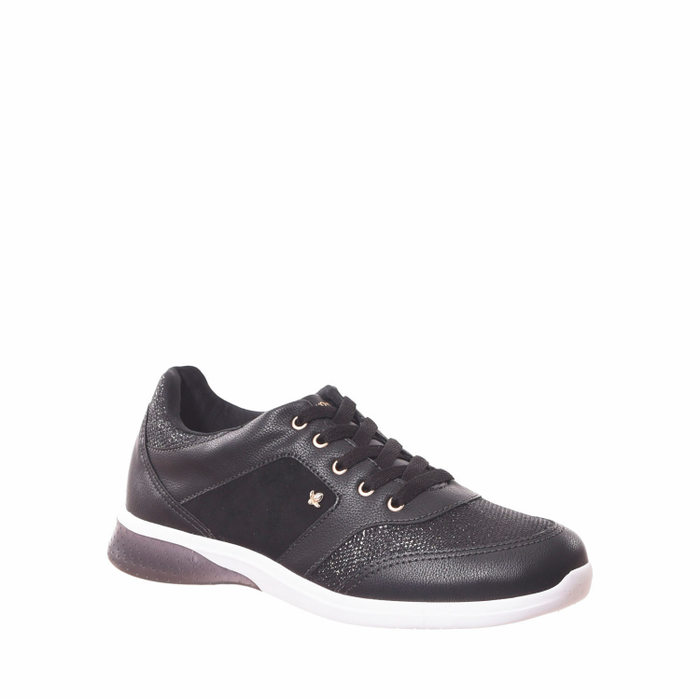 Tênis Cravo & Canela Detalhe Nobuck Fio Lurex Preto