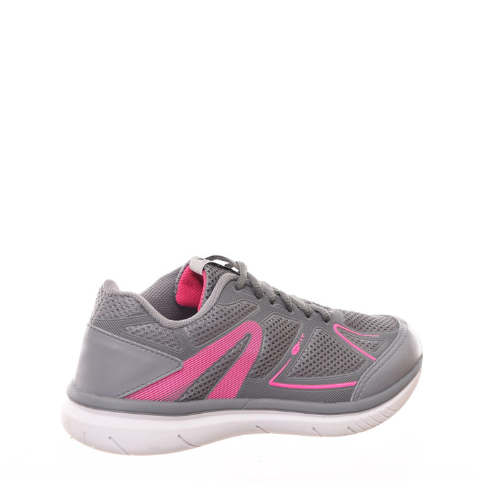 Tênis Rainha Reaction Tela Cinza e Rosa