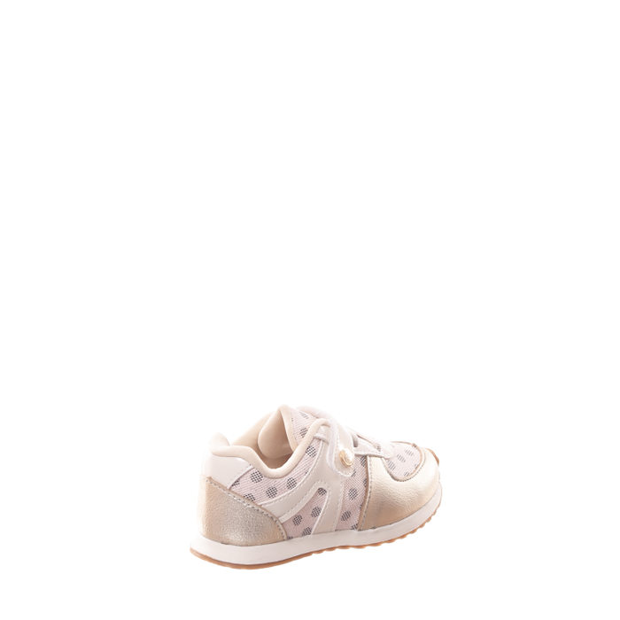 TÊNIS JOGGER KLIN ANATÔMICO POÁ DETALHE VERNIZ COM VELCRO BEGE E DOURADO