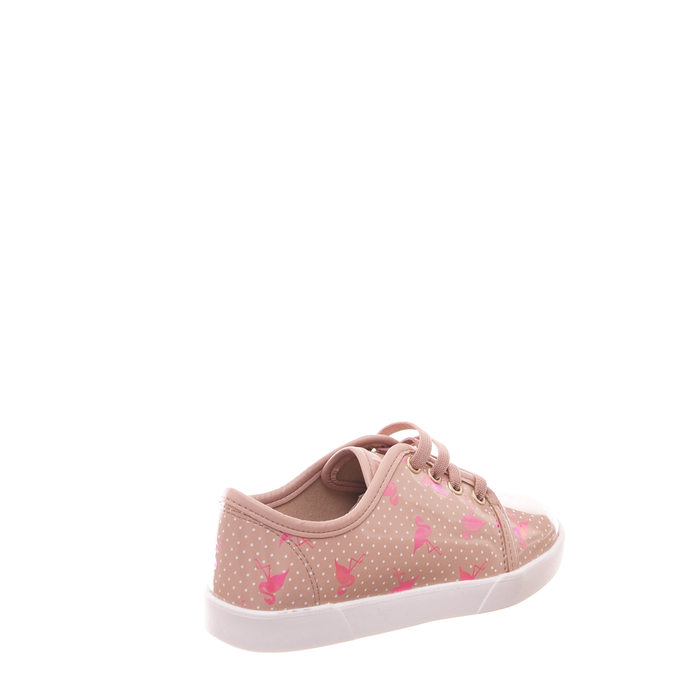 Tênis Molekinha Estampa Flamingo Poá Cadarço Elástico Verniz Rosê