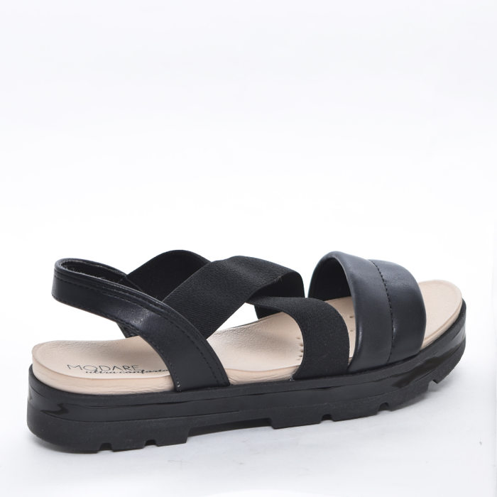 Sandália Modare Ultra Conforto com Tira Elástico X Solado Tratorado Preto