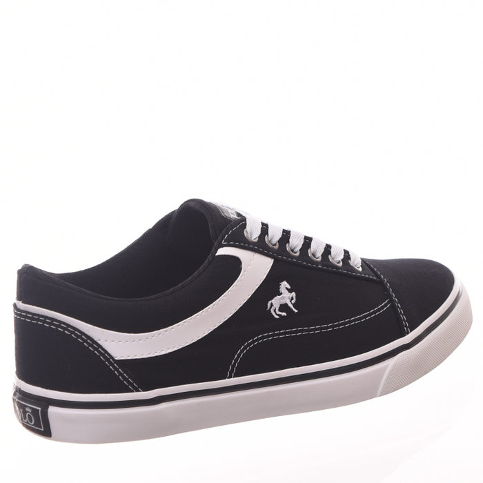 Tênis Polo Royal Detalhe Costura Preto e Branco