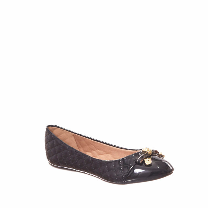 Sapatilha Sua Cia Mini Veniz Detalhe Matelassê Laço Preta