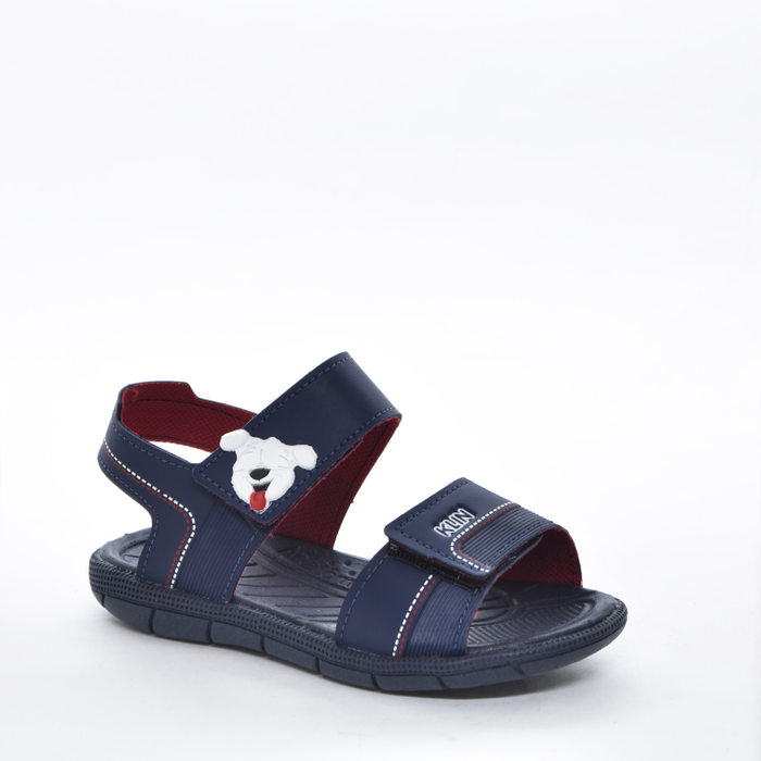Sandália Papete Klin Anatômico Fechamento Dois Velcro Detalhe Dog Azul Marinho