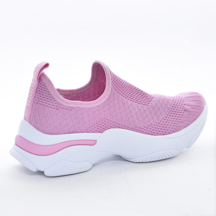 Tênis Slip On Ramarim Chunky Mesh Trabalhado Posterior Fita Escrita Rosa Claro
