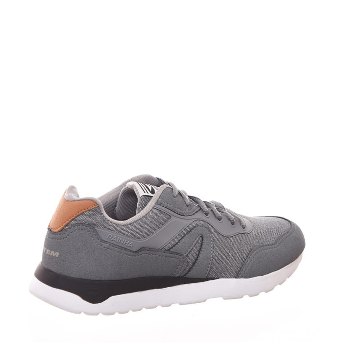 Tênis Rainha System Casual 400 Tecido Detalhe Camurça com Amortecedor Cinza