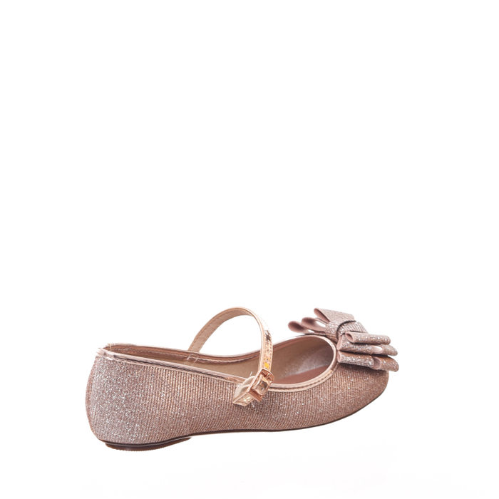 Sapatilha Boneca Molekinha Aplicação Laço Glitter Ouro Rosado
